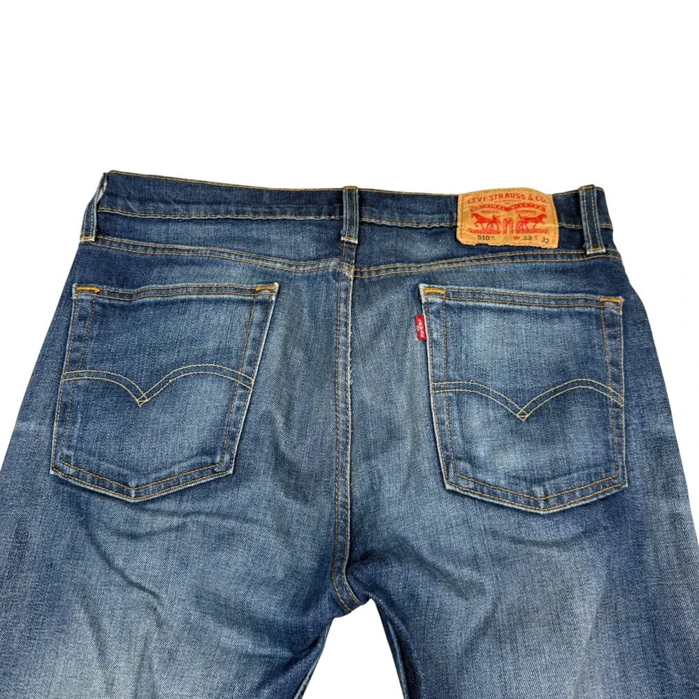Levis 510 Skinny Fit Jeans Mens 33x32 Medium Wash Blue Denim 05510-0719